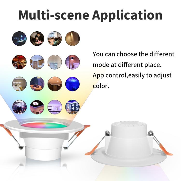 مصباح سقف مدمج متوافق مع Tuya Zigbee RGB+CW+WW قابل للتعتيم LED، 7 واط 3.5 بوصة، 10 واط 4 بوصة، 15 واط