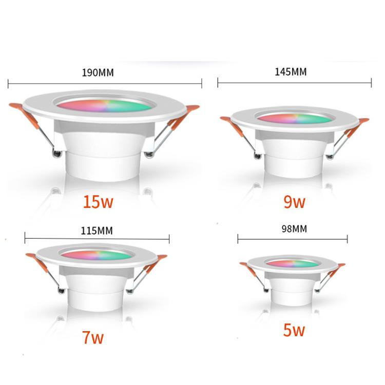 مصباح سقف مدمج متوافق مع Tuya Zigbee RGB+CW+WW قابل للتعتيم LED، 7 واط 3.5 بوصة، 10 واط 4 بوصة، 15 واط