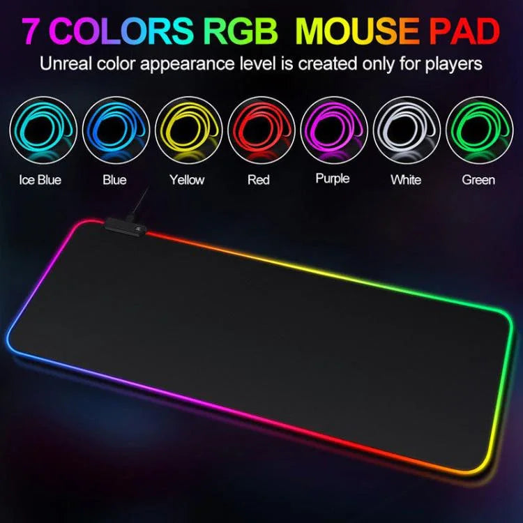 لوحة ماوس ولوحة مفاتيح مضيئة LED Micro-USB مع أضواء RGB ملونة وحافة محكمة سميكة، 250x350x3 مم، 250x350x4 مم، 300x800x3 مم، 300x800x4 مم، 400x900x3 مم، 400x900x4 مم