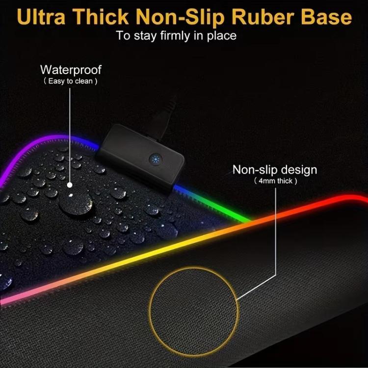 لوحة ماوس ولوحة مفاتيح مضيئة LED Micro-USB مع أضواء RGB ملونة وحافة محكمة سميكة، 250x350x3 مم، 250x350x4 مم، 300x800x3 مم، 300x800x4 مم، 400x900x3 مم، 400x900x4 مم