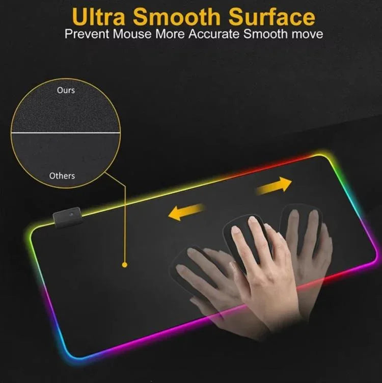 لوحة ماوس ولوحة مفاتيح مضيئة LED Micro-USB مع أضواء RGB ملونة وحافة محكمة سميكة، 250x350x3 مم، 250x350x4 مم، 300x800x3 مم، 300x800x4 مم، 400x900x3 مم، 400x900x4 مم