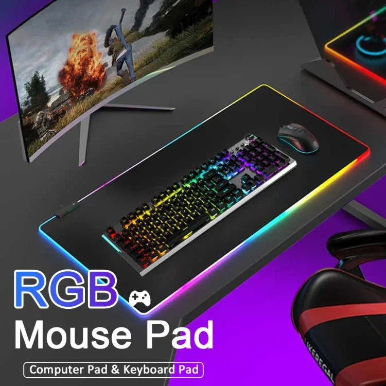 لوحة ماوس ولوحة مفاتيح مضيئة LED Micro-USB مع أضواء RGB ملونة وحافة محكمة سميكة، 250x350x3 مم، 250x350x4 مم، 300x800x3 مم، 300x800x4 مم، 400x900x3 مم، 400x900x4 مم