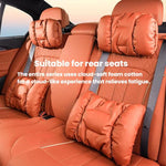 Car Stain-Resistant Leather Headrest Car Neck Pillow Lumbar Cushion Set, Headrest Black, Headrest Brown, Headrest Red, Backrest Black, Backrest Brown, Backrest Red, Headrest+Backrest Black, Headrest+Backrest Brwon, Headrest+Backrest Red