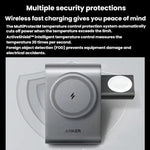 محطة شحن لاسلكي مغناطيسية مكتبية 3 في 1 ANKER B2599 بقوة 15 واط لهواتف iPhone، iWatch، AirPods، قابس أمريكي