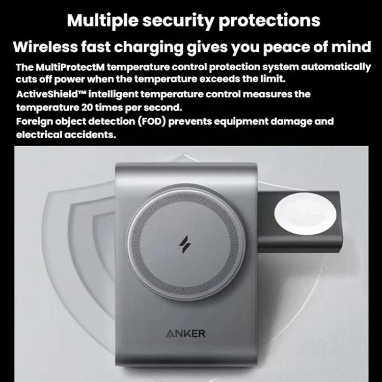 محطة شحن لاسلكي مغناطيسية مكتبية 3 في 1 ANKER B2599 بقوة 15 واط لهواتف iPhone، iWatch، AirPods، قابس أمريكي