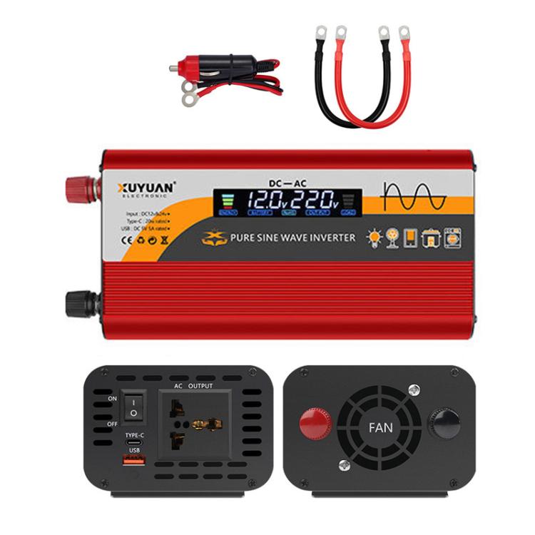 12V / 24V To 220V Pure Sine Wave Inverter Universal Car Power Converter, 800W Black, 1400W Black, 2000W Black, 3000W Black, 3600W Black, 4000W Black, 800W Red, 1400W Red, 2000W Red, 3000W Red