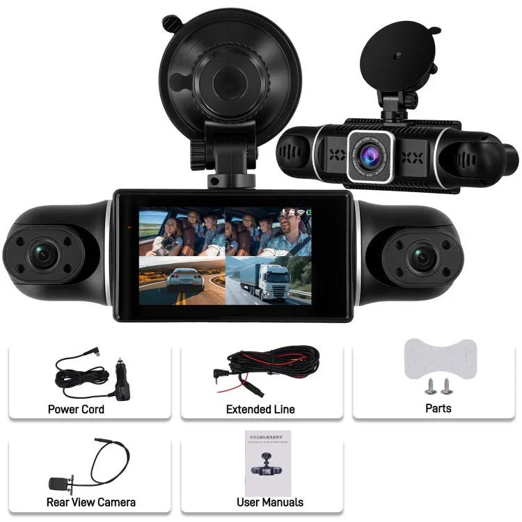 كاميرا DVR سيارة 3 بوصة بدقة 2K مع تسجيل رباعي WiFi ومسجل سيارة عالي الدقة مع حساس جاذبية 1080P، موديل L5942