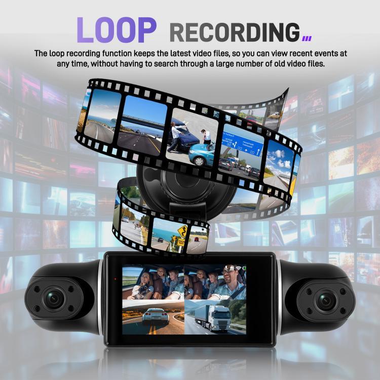 كاميرا DVR سيارة 3 بوصة بدقة 2K مع تسجيل رباعي WiFi ومسجل سيارة عالي الدقة مع حساس جاذبية 1080P، موديل L5942