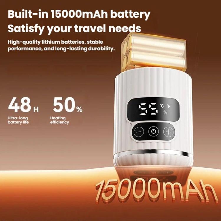 سخان زجاجات أطفال محمول بسعة 15000mAh، كوب تسخين ذكي لاسلكي مع درجة حرارة قابلة للتعديل ودفء مستمر لمدة 48 ساعة، مقاوم للماء IPX6، أبيض زجاجي، أخضر زجاجي، أبيض من الستانلس ستيل، أخضر من الستانلس ستيل