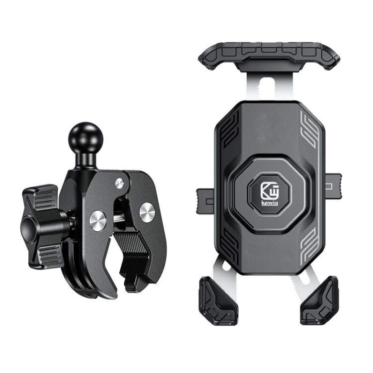 Kewig Motorcycle Riding Phone Mount Universal Quick-Release Phone Clip, Handlebars, Rear View Mirror, Heavy-duty Clamp