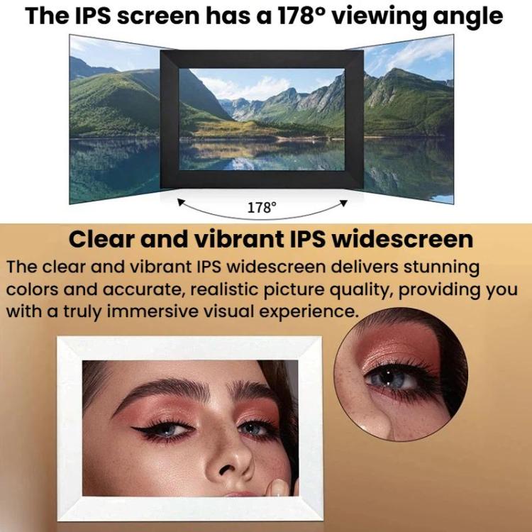 10.1 inch WiFi Touch Digital Photo Frame Landscape/Portrait Standing Photo Transfer Smart Display