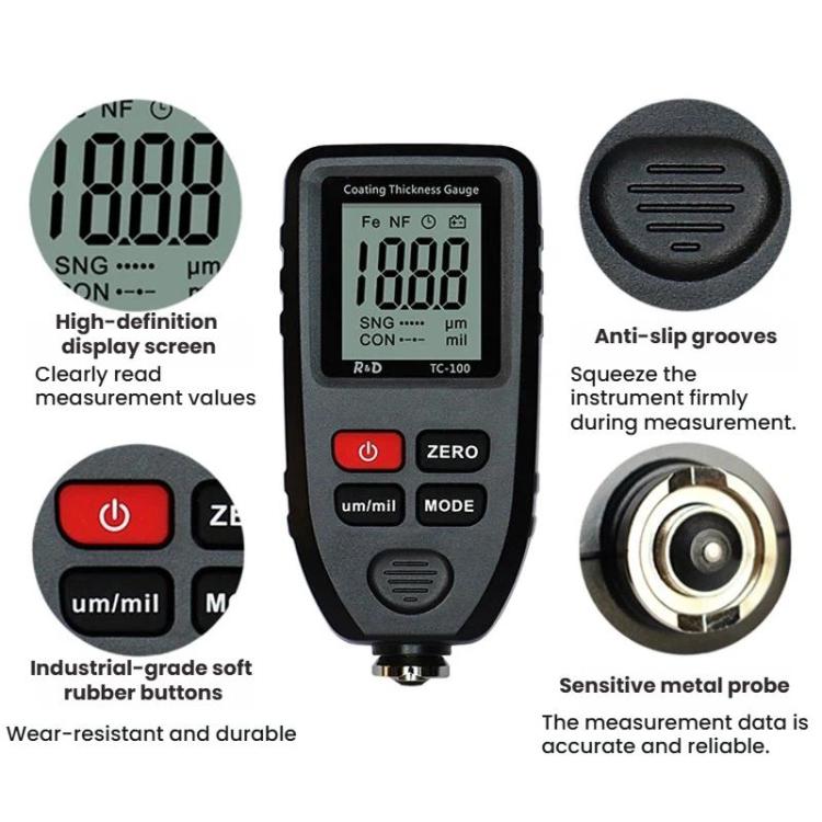 جهاز قياس سمك الطلاء عالي الدقة R&D INSTRUMENTS TC-100 لاختبار سمك فيلم طلاء السيارات، TC-100