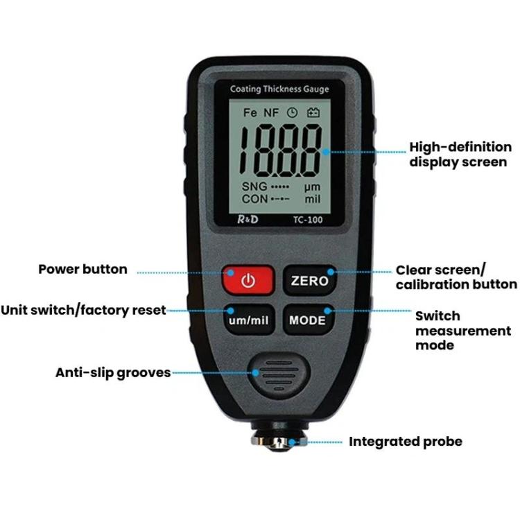 جهاز قياس سمك الطلاء عالي الدقة R&D INSTRUMENTS TC-100 لاختبار سمك فيلم طلاء السيارات، TC-100