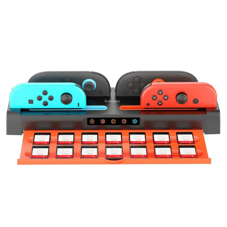 قاعدة شحن وحامل بطاقات ألعاب من ipega لجهاز نينتندو سويتش 2 / Switch Joy-Con، 8 في 1