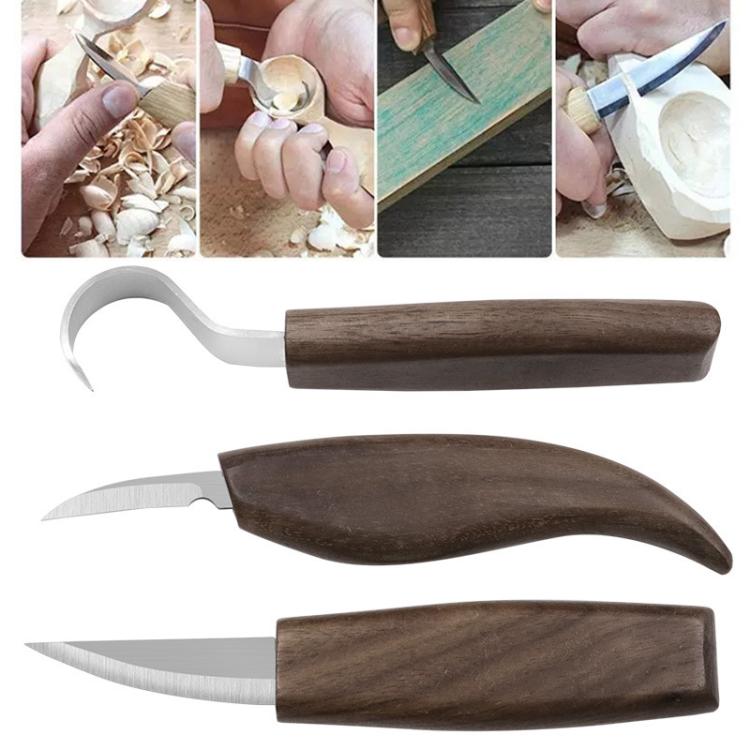 Wood Sharpening Scraper Wood Knife Woodworking Walnut Carving Knife Hand Carving Pattern Tool, 3pcs /Set Wood Knife