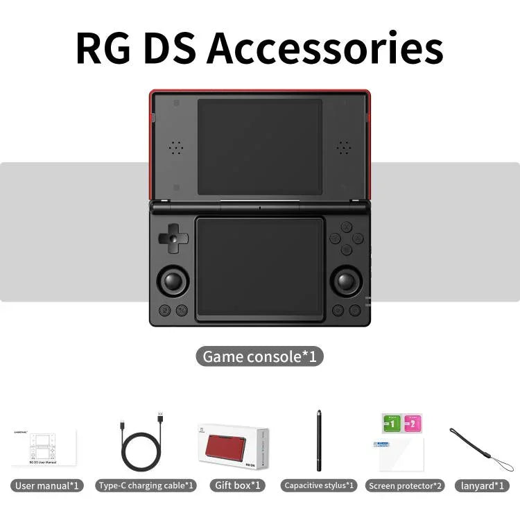 جهاز ألعاب محمول ANBERNIC RG DS Flip بشاشتين 4 بوصة IPS تعمل باللمس، جهاز ألعاب ذكي 3+32G