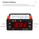 ETC-974 Embedded Digital Temperature Controller With Cooling, Defrost, And Fan Functions, ETC-974 110V, ETC-974 220V