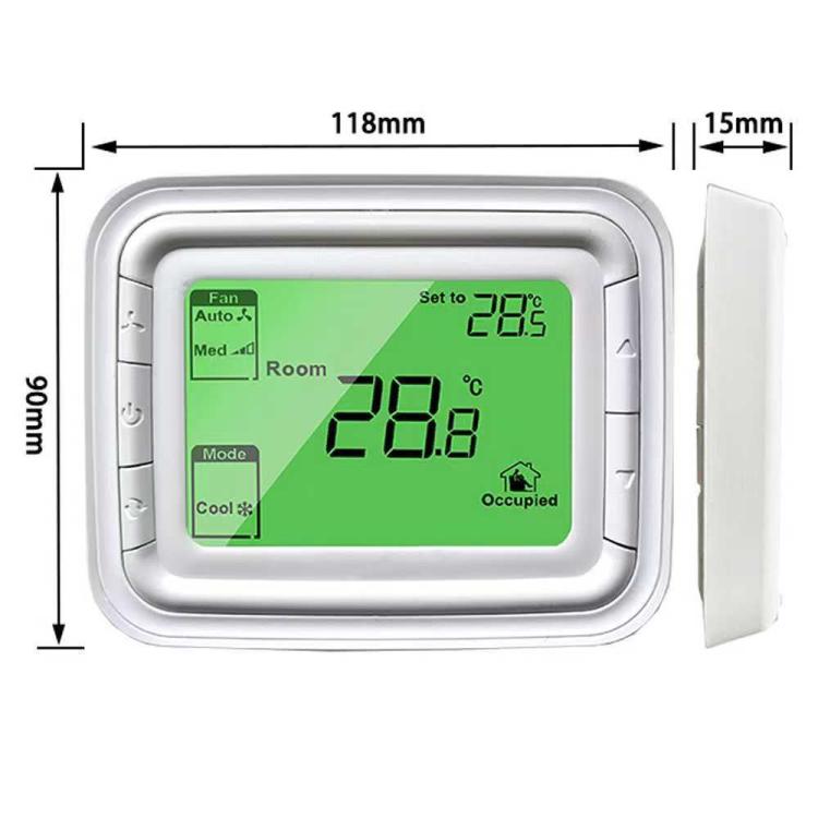 ثرموستات رقمي 220V بشاشة LCD كبيرة لوحدة تكييف الهواء FCU، T6861H2WB، T6861H2WG