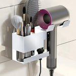 Universal Hair Dryer Holder Wall Mount with Cord Organizer Storage for Hair Styling Tools, No-drill Black, No-drill White, Drill Black, Drill White