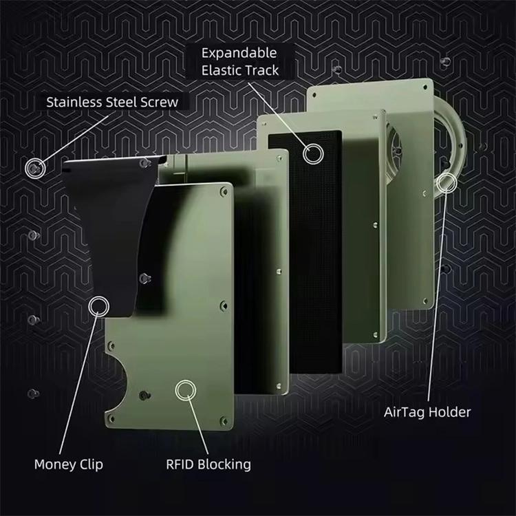 محفظة حامل بطاقات معدنية مع حجب RFID لتعقب AirTag الجيل الثاني / الجيل الأول