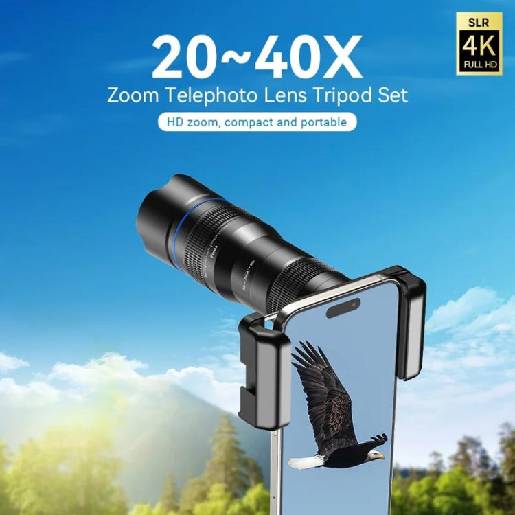 APEXEL Universal All-Metal 20-40x Telephoto Zoom Lens for Smartphones HD Phone Telescope for Moon & Concert Photography, APL-20-40X