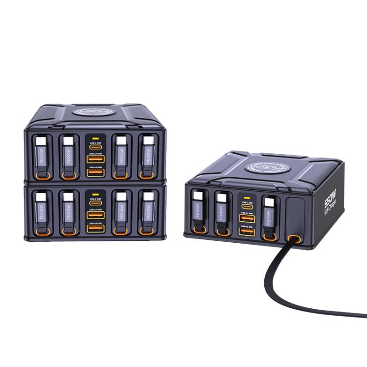شاحن كابل متعدد المنافذ قابل للسحب بقوة 550W USB-C GaN للشحن السريع للغاية، قابس الاتحاد الأوروبي، قابس الولايات المتحدة، قابس المملكة المتحدة، قابس أستراليا، قابس كوريا