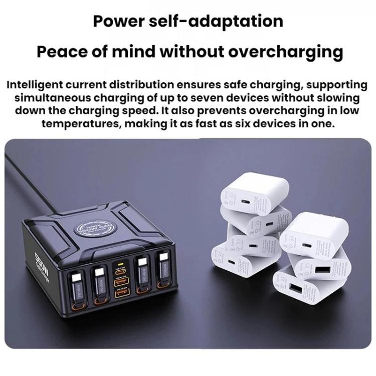 شاحن كابل متعدد المنافذ قابل للسحب بقوة 550W USB-C GaN للشحن السريع للغاية، قابس الاتحاد الأوروبي، قابس الولايات المتحدة، قابس المملكة المتحدة، قابس أستراليا، قابس كوريا