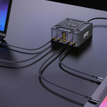 شاحن كابل متعدد المنافذ قابل للسحب بقوة 550W USB-C GaN للشحن السريع للغاية، قابس الاتحاد الأوروبي، قابس الولايات المتحدة، قابس المملكة المتحدة، قابس أستراليا، قابس كوريا