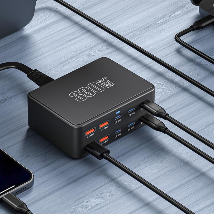 330W GaN Super Fast Charging Multi-Port Charger, EU Plug, US Plug, UK Plug, AU Plug, KR Plug