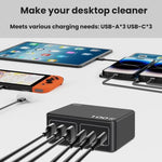 شاحن USB متعدد المنافذ بقوة 100W للشحن السريع PD، قابس الولايات المتحدة، قابس الاتحاد الأوروبي، قابس أستراليا، قابس كوريا، قابس المملكة المتحدة