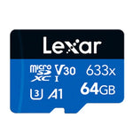 بطاقة ذاكرة هاتف محمول مخصصة لتسجيل القيادة Lexar 633x TF عالية السرعة بسعة 64GB DVR، 64GB