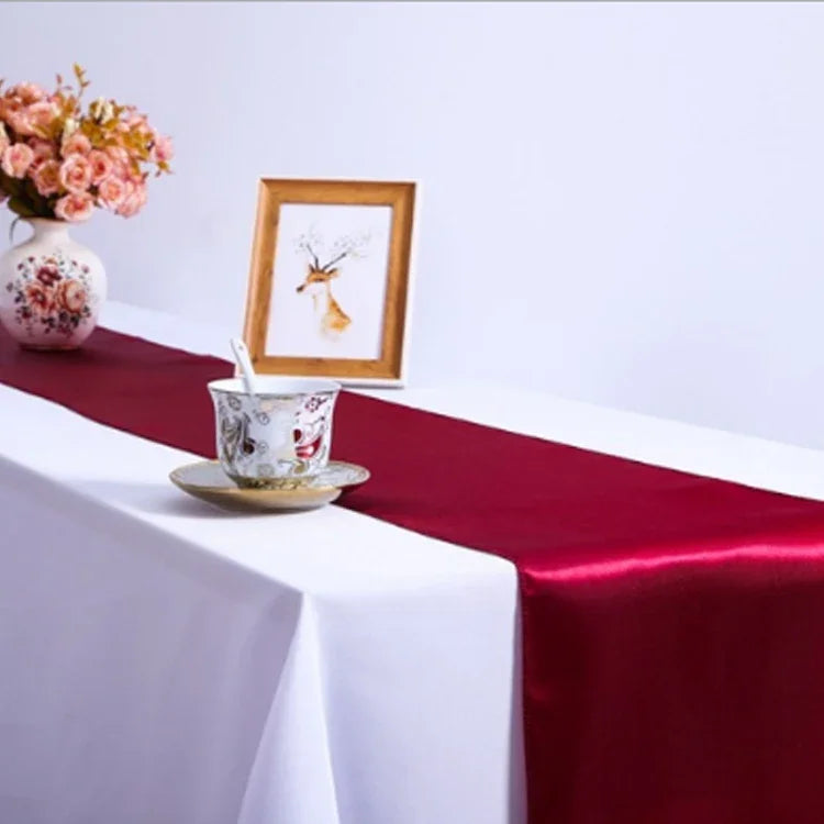 مفرش طاولة ساتان لتزيين الطاولة للحفلات المنزلية، حفلات الزفاف، وزينة عيد الميلاد، 30×275 سم