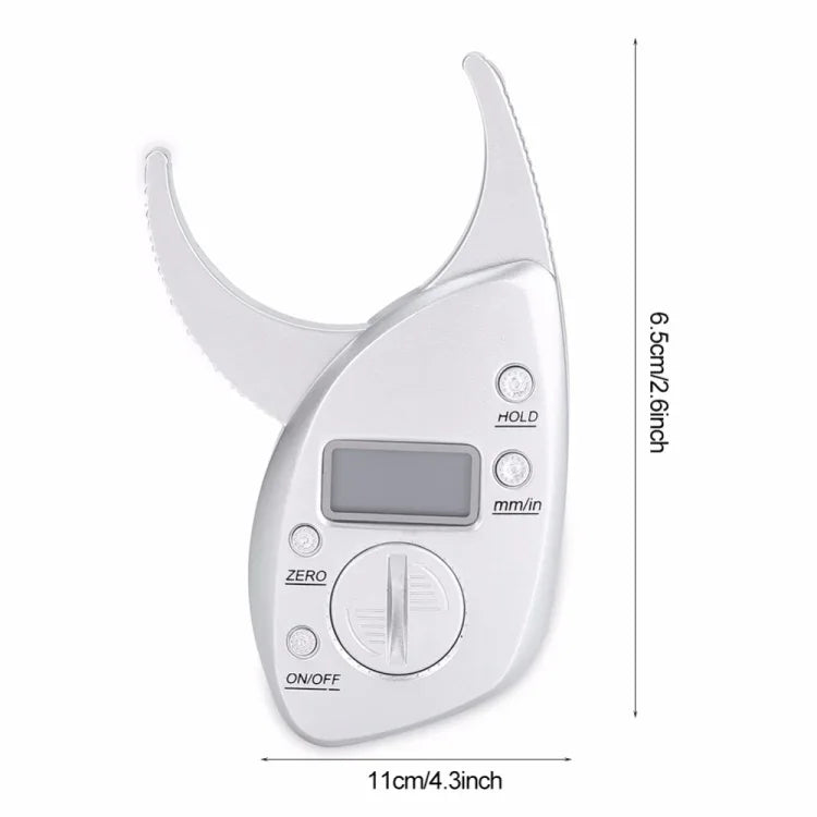 0-50MM Electronic Digital Display Fat Measurement Caliper Waist Circumference Ruler, Silver