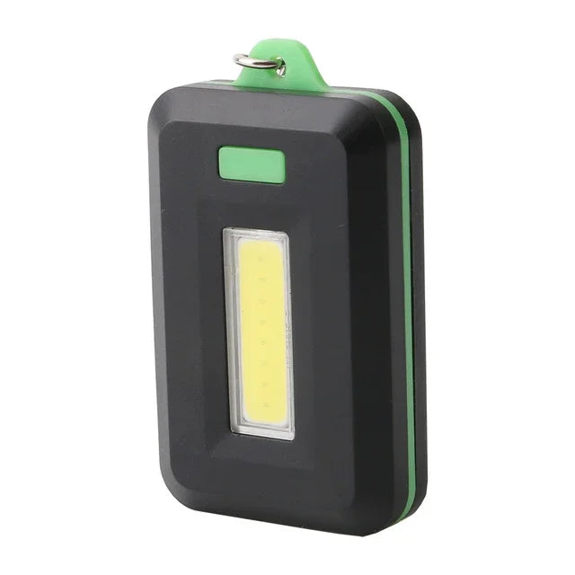 2 PCS 3W Mini COB LED Flashlight Keychain Emergency Camping  Backpack Light with 3 Modes, Red, Green