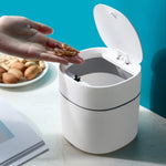 Household Mini Desktop Trash Can Covered Debris Storage Cleaning Cylinder Box, Push-type, Flip Lip