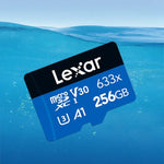 بطاقة ذاكرة فلاش Lexar 633x TF عالية السرعة بسعة 256GB لكاميرا الهاتف المحمول، توسيع مفتاح، مخصصة لتسجيل القيادة، 256GB