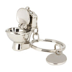 Classic 3D Keychain Mini Toilet Key Ring Chain Bathroom Cute Creative Gift trinket Car Styling Decoration, Mini Silver Toilet Shape
