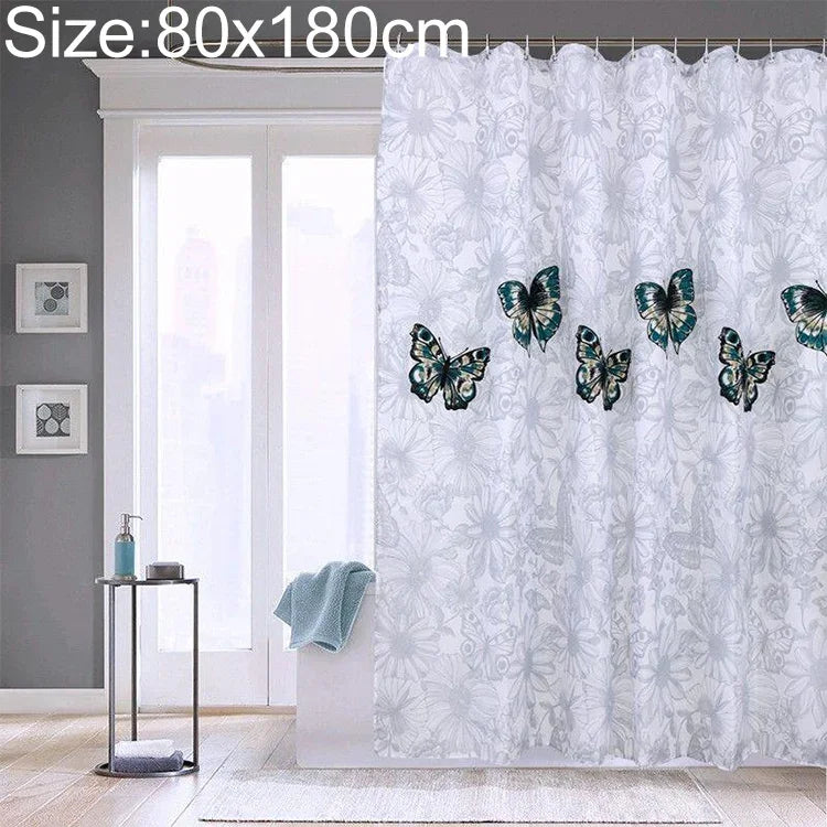 ستائر حمام مقاومة للماء من البوليستر بطبعة فراشة، 80x180 سم، 120x180 سم