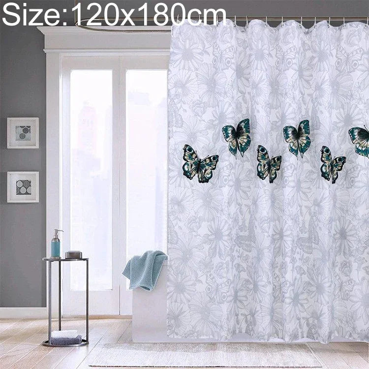 ستائر حمام مقاومة للماء من البوليستر بطبعة فراشة، 80x180 سم، 120x180 سم