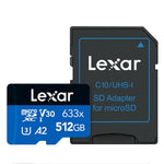 بطاقة ذاكرة فلاش Lexar 633x TF عالية السرعة بسعة 512GB لكاميرا رياضية وهاتف محمول ومسجل قيادة سيارة، 512GB