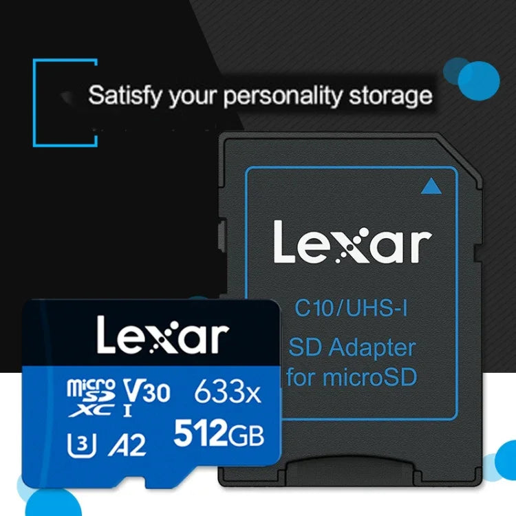بطاقة ذاكرة فلاش Lexar 633x TF عالية السرعة بسعة 512GB لكاميرا رياضية وهاتف محمول ومسجل قيادة سيارة، 512GB