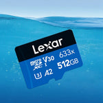 بطاقة ذاكرة فلاش Lexar 633x TF عالية السرعة بسعة 512GB لكاميرا رياضية وهاتف محمول ومسجل قيادة سيارة، 512GB