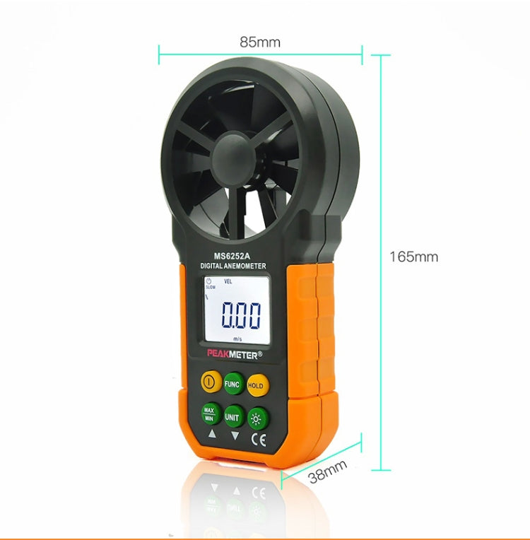 جهاز قياس سرعة الرياح وحجم الهواء الرقمي عالي الدقة PEAKMETER، MS6252A سرعة الرياح، حجم الهواء، MS6252B درجة الحرارة، الرطوبة، USB