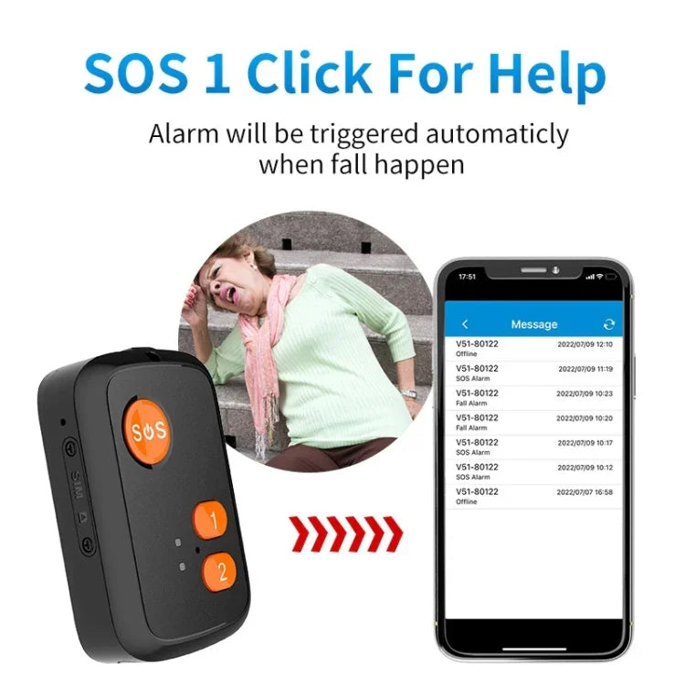 جهاز تعقب GPS مع زر SOS للطوارئ مقاوم للماء IP67 نمط V51 B يدعم 4G LTE و3G و2G GSM لكبار السن لأمريكا الشمالية/الجنوبية، نمط V51 B
