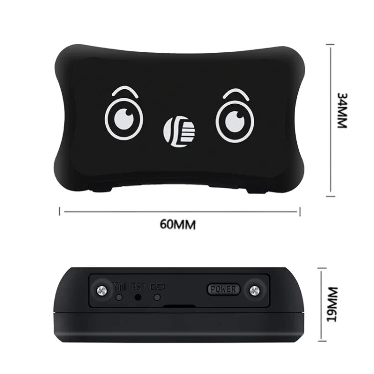 TK200 IP67 waterproof GPS tracker with dimensions, designed for real-time tracking of pets and goods.