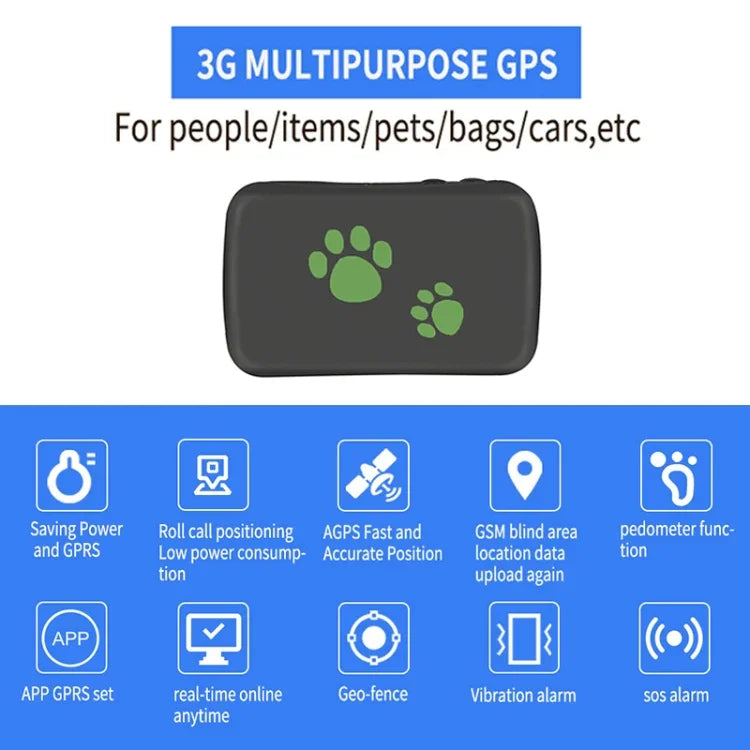 TK203 جهاز تعقب GPS / GPRS / GSM 4G شخصي / للبضائع / للحيوانات الأليفة / للحقائب مع طوق تعقب وتتبع مباشر، TK203