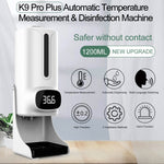 مقياس حرارة جسم بدون تلامس يدوي K9 Pro Plus + موزع صابون سائل أوتوماتيكي بدون تلامس بسعة 1000 مل مع قاعدة تثبيت، بث صوتي بـ 15 لغة، K9 Pro Plus