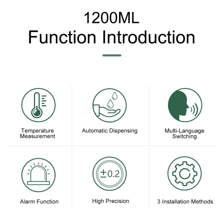 مقياس حرارة جسم بدون تلامس يدوي K9 Pro Plus + موزع صابون سائل أوتوماتيكي بدون تلامس بسعة 1000 مل مع قاعدة تثبيت، بث صوتي بـ 15 لغة، K9 Pro Plus