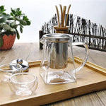 Stainless Steel Clear Heat Resistant Glass Filter Tea Pot, Capacity: 950ml, Capacity: 950ml