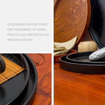 صينية شاي دائرية من الخشب الصلب الفاخر لتخزين الشاي في الفنادق، القطر: 27 سم، أسود